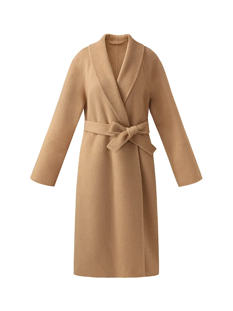 100% Camel Hair Women Wrap Overcoat