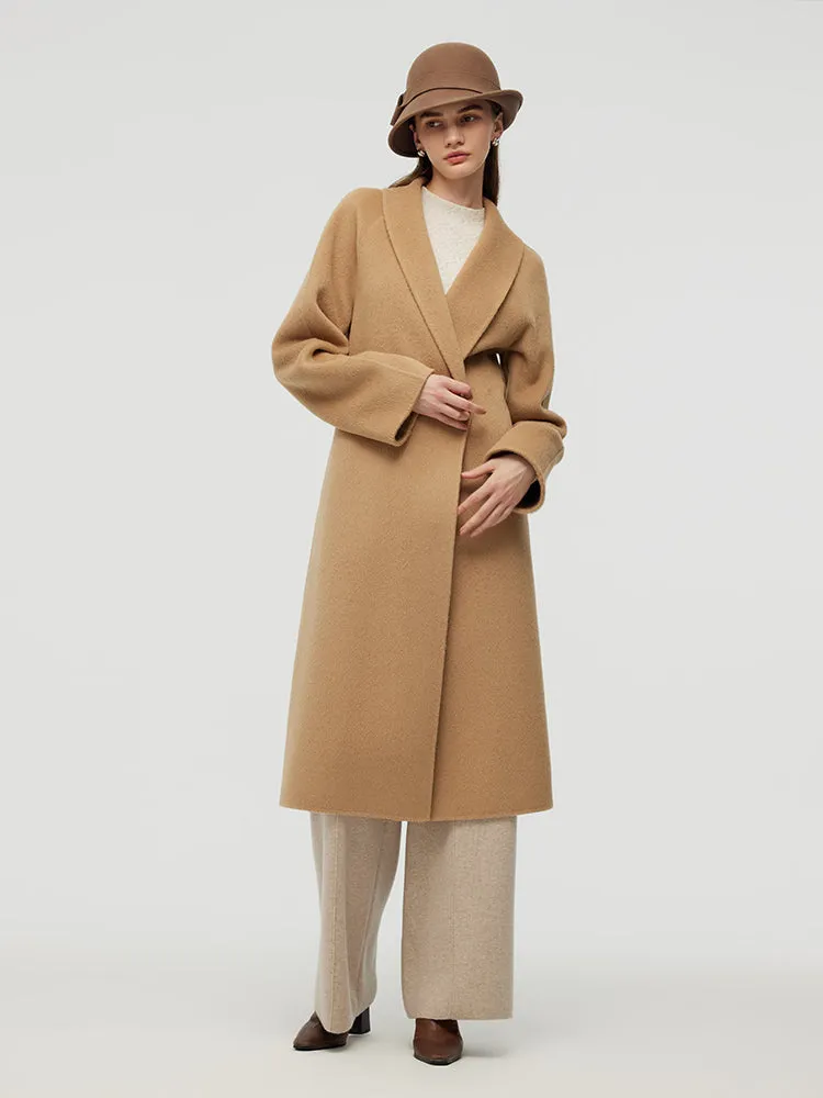 100% Camel Hair Women Wrap Overcoat