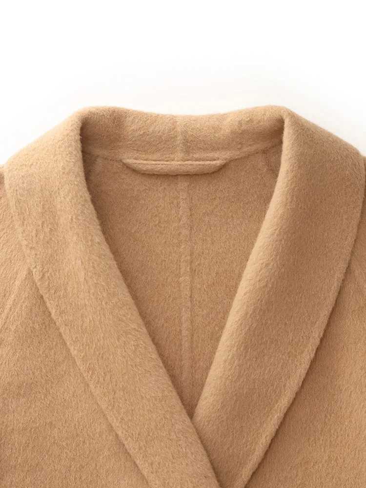 100% Camel Hair Women Wrap Overcoat