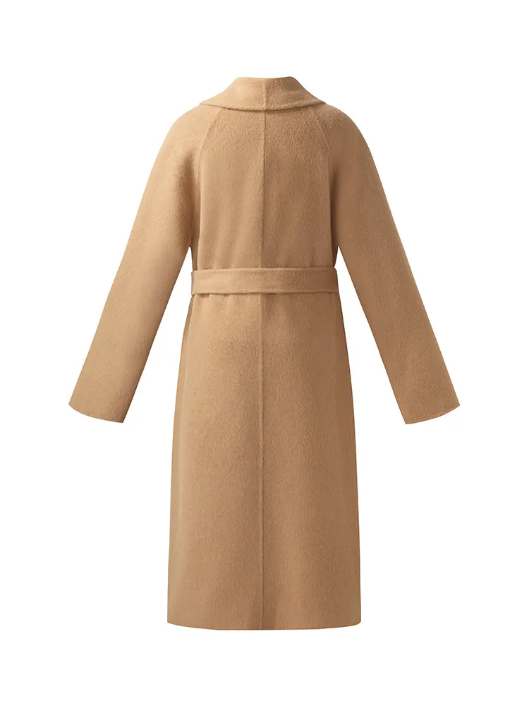 100% Camel Hair Women Wrap Overcoat