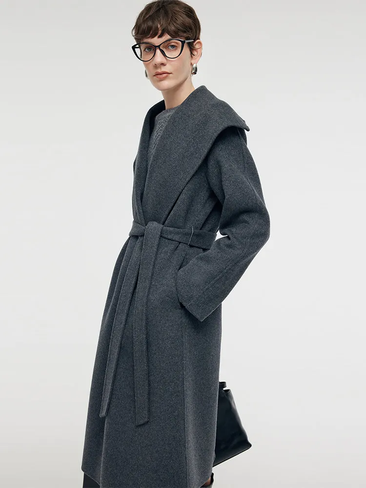 100% Wool Wide Lapel Women Overcoat