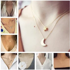 1pcs Minimalist Pendant Necklaces Fashion Female Heart Arrow Cross Moon Star Of Luck Dove Of Peace Necklace Jewelry Summer 2018