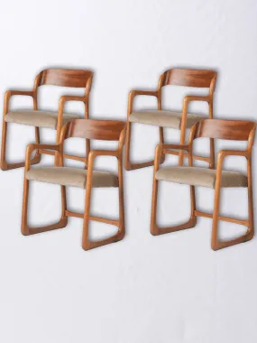 4 Baumann sleigh armchairs  - ash