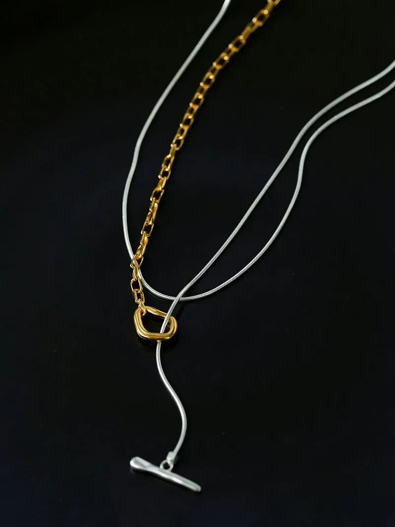 925 Silver Chain Double Y Long Necklace