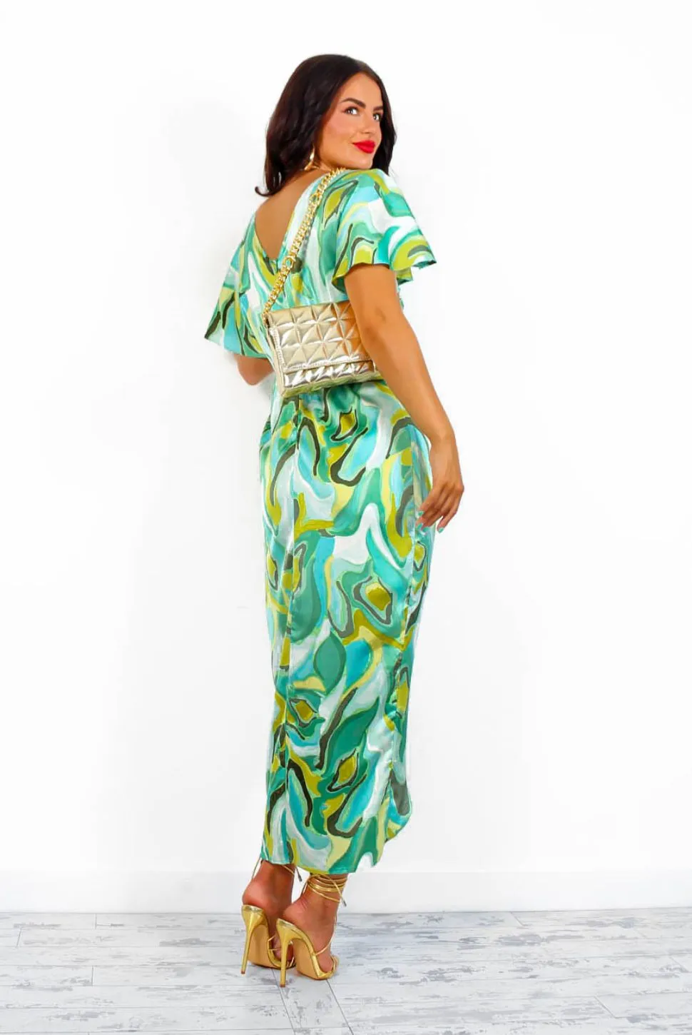 Adore Me - Lime Blue Swirl Midi Dress