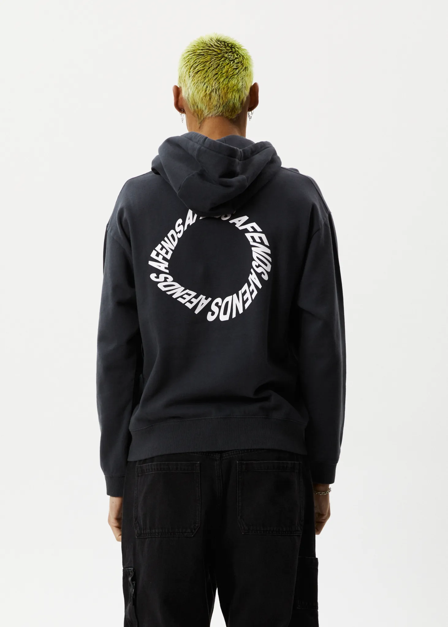 AFENDS Mens Vinyl - Logo Hoodie - Charcoal