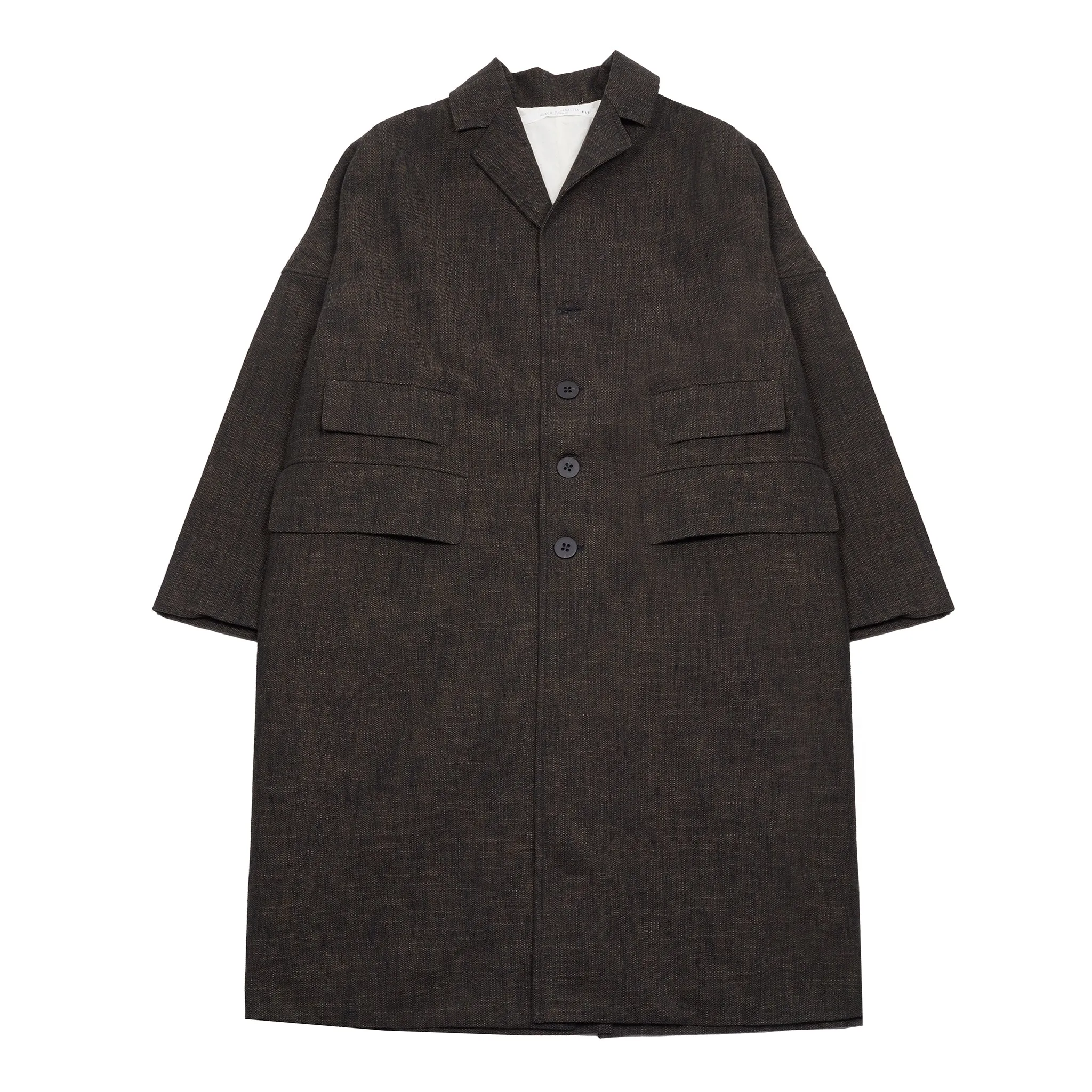 Album Di Famiglia Cotton/Wool Natte Loose Coat in Coffee