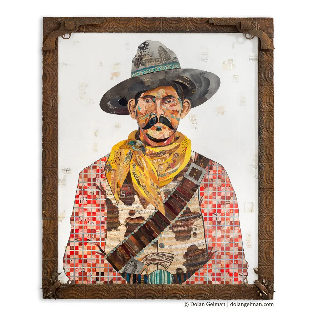 AMERICAN HERITAGE COWBOY (RED) original paper collage