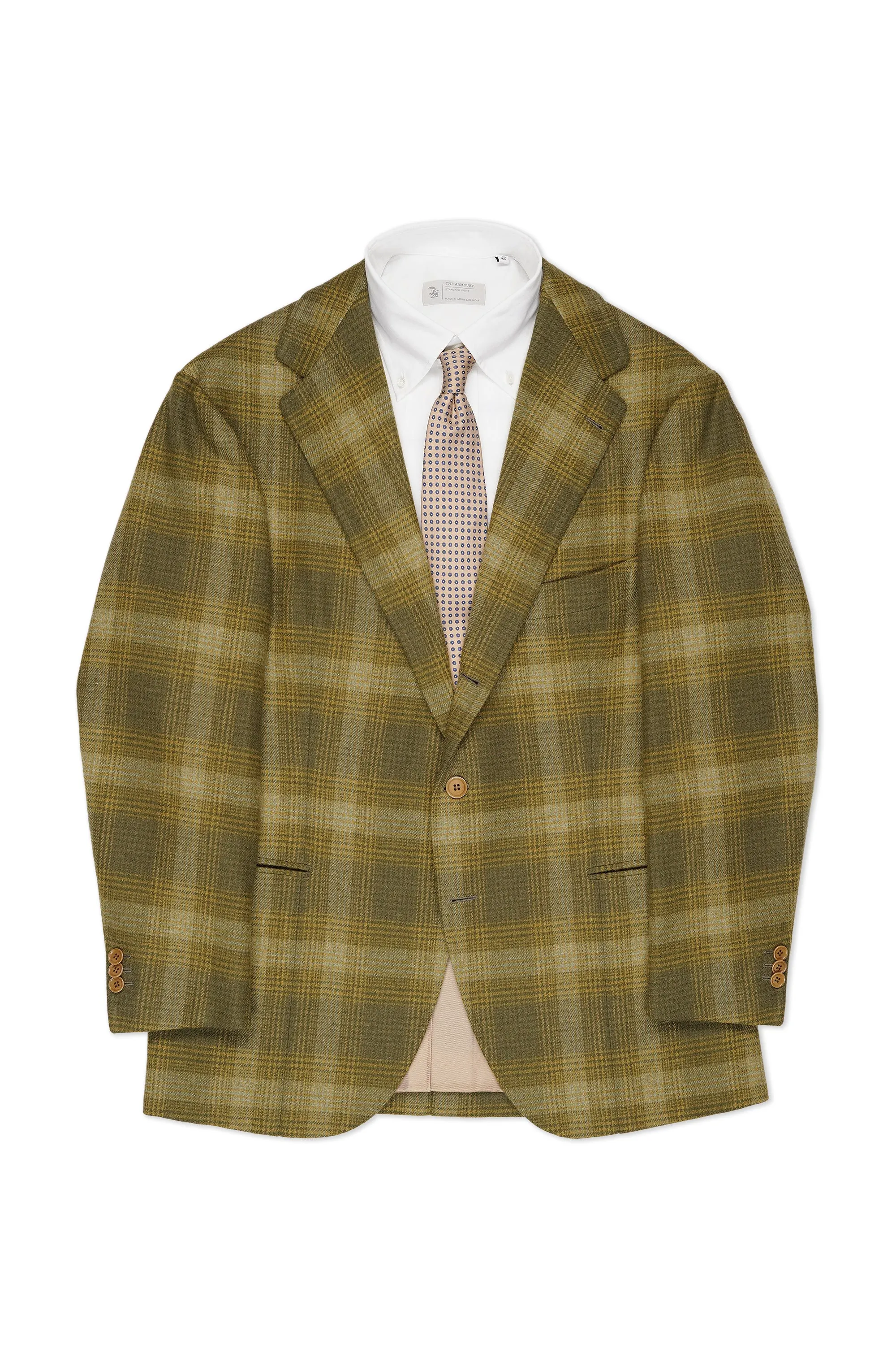 Anglofilo Olive/Yellow Check Wool Sport Coat Bespoke