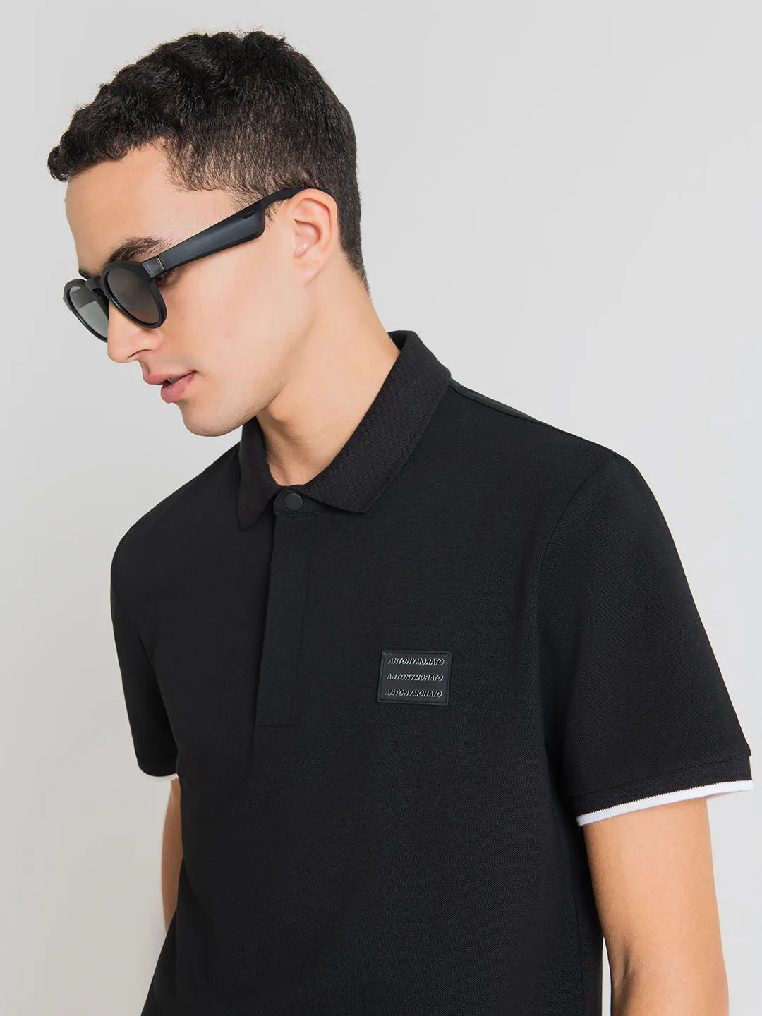 Antony Morato Black Slim Fit Polo T-Shirt