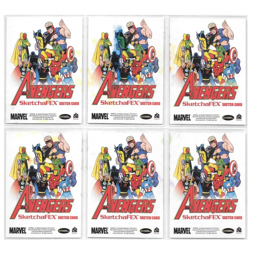 Avengers, 6 card SketchaFEX Sketch Card Set, 2011 Rittenhouse Marvel Avengers