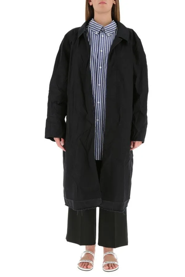 BALENCIAGA | Midnight blue cotton overcoat