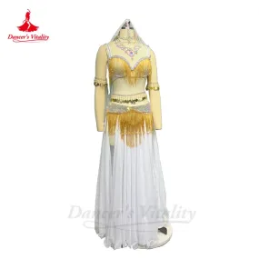 Belly Dance Performance Costume Set for Women Customsized Tassel Bra chiffon Long Skirt 2pcs Oriental Belly Dancing Outfit