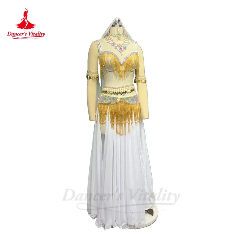 Belly Dance Performance Costume Set for Women Customsized Tassel Bra chiffon Long Skirt 2pcs Oriental Belly Dancing Outfit