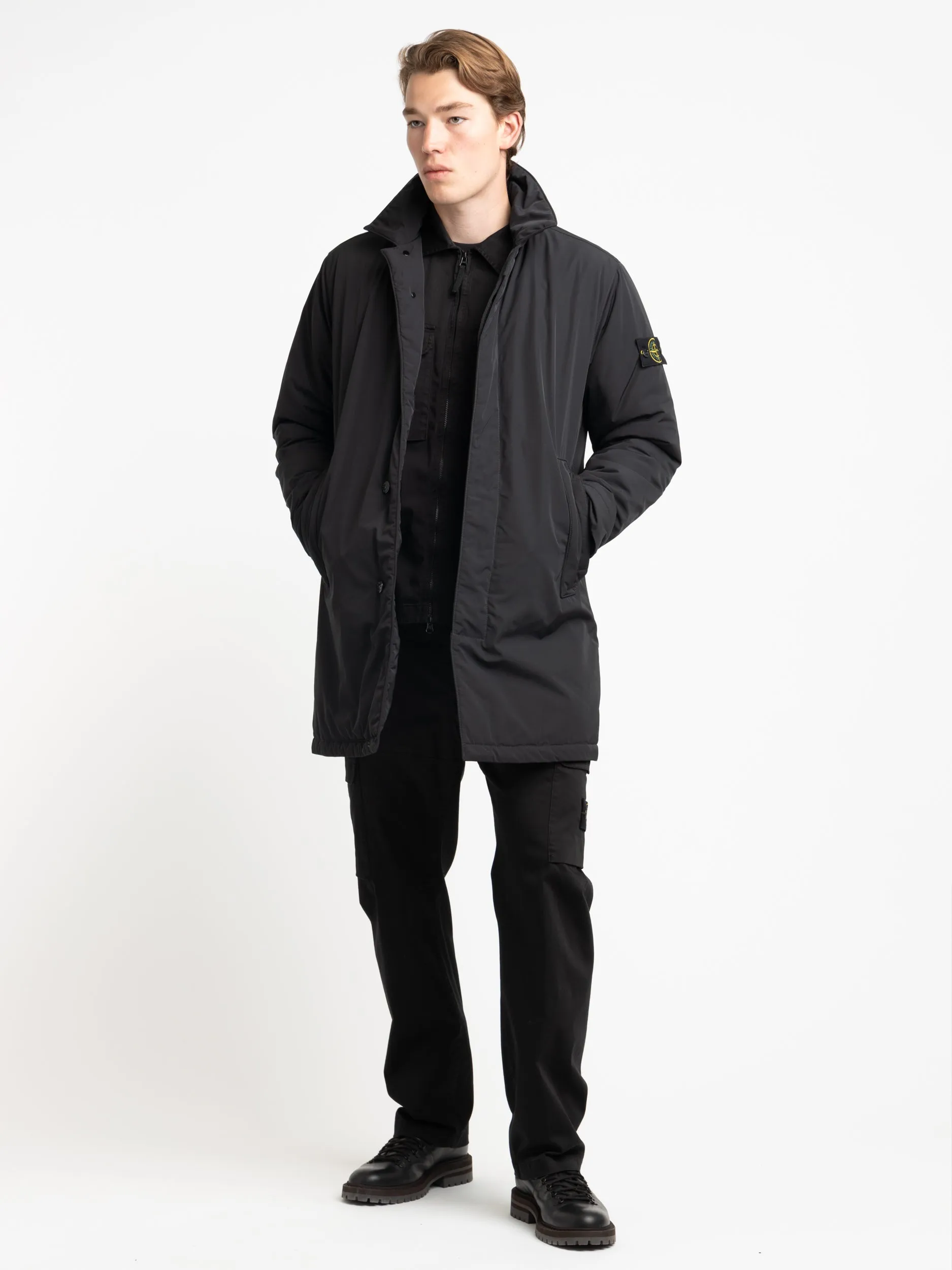 Black Micro Twill PrimaLoft® Raincoat