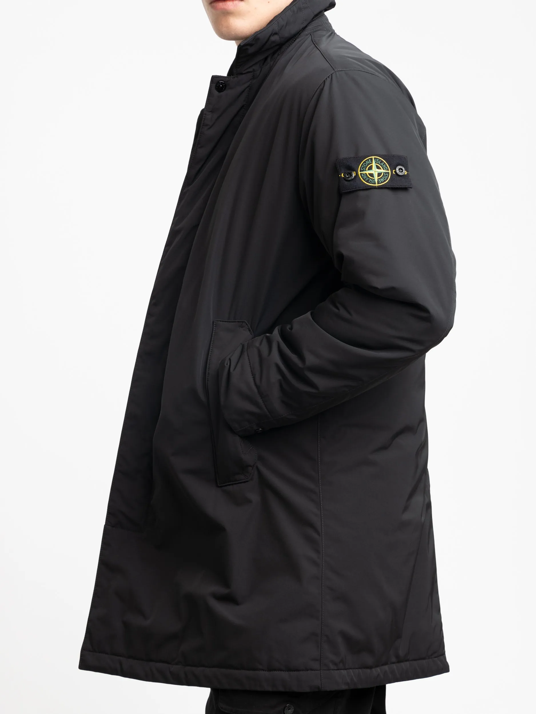 Black Micro Twill PrimaLoft® Raincoat