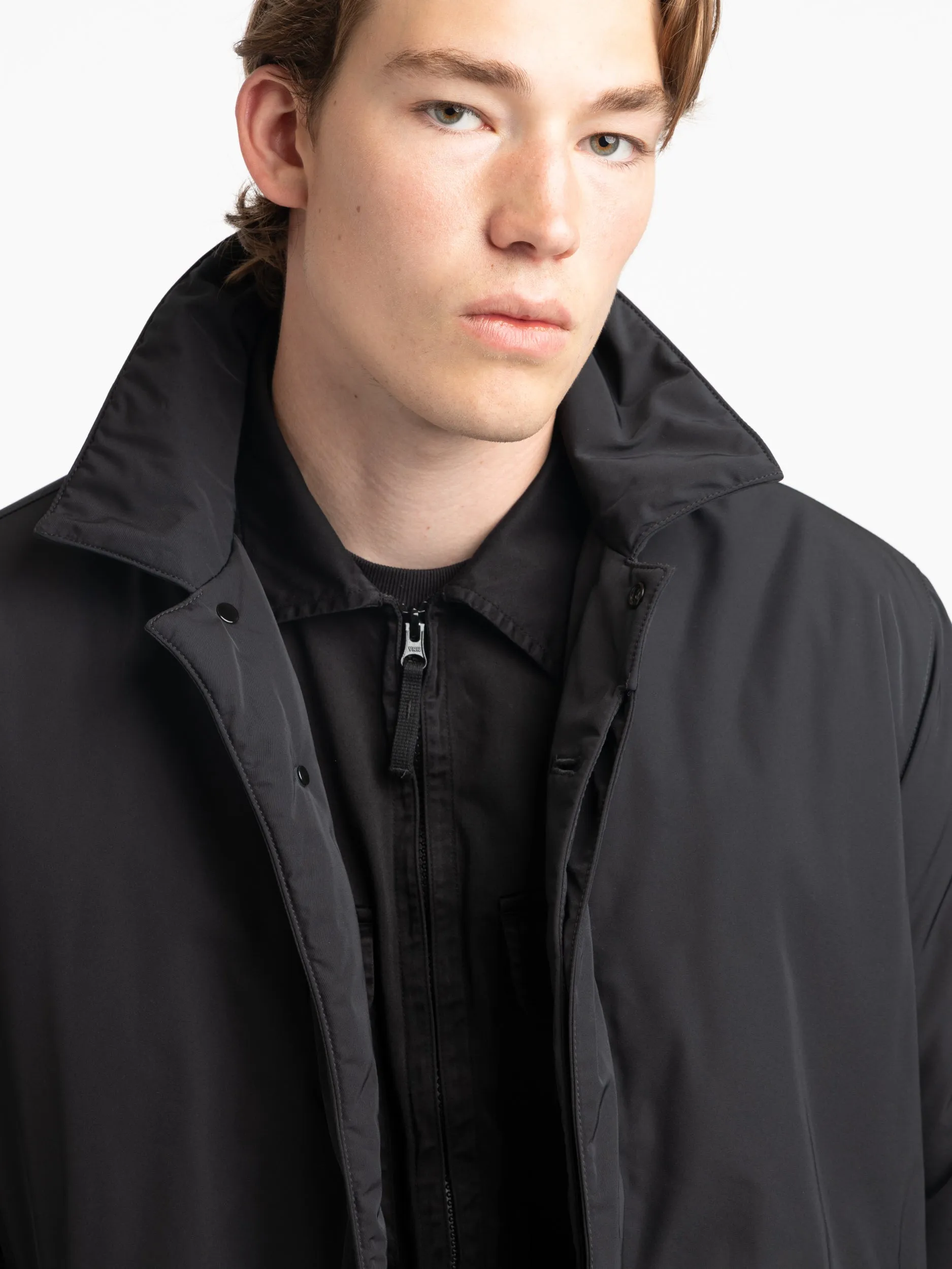 Black Micro Twill PrimaLoft® Raincoat