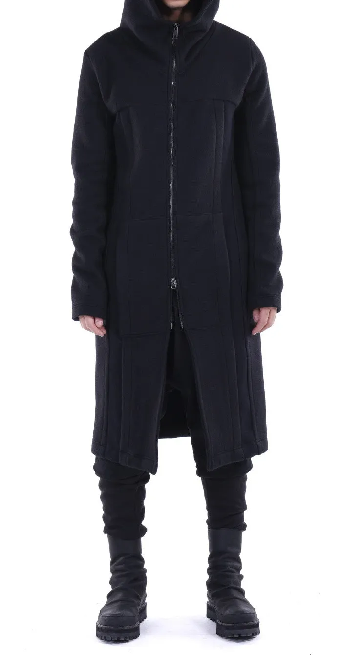 Black Relaxed-fit Oversized Overlong Hooded Zip Up Sweatshirt