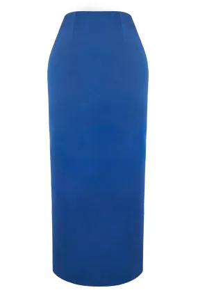 Blue Bonded Satin "Staedtler" Skirt