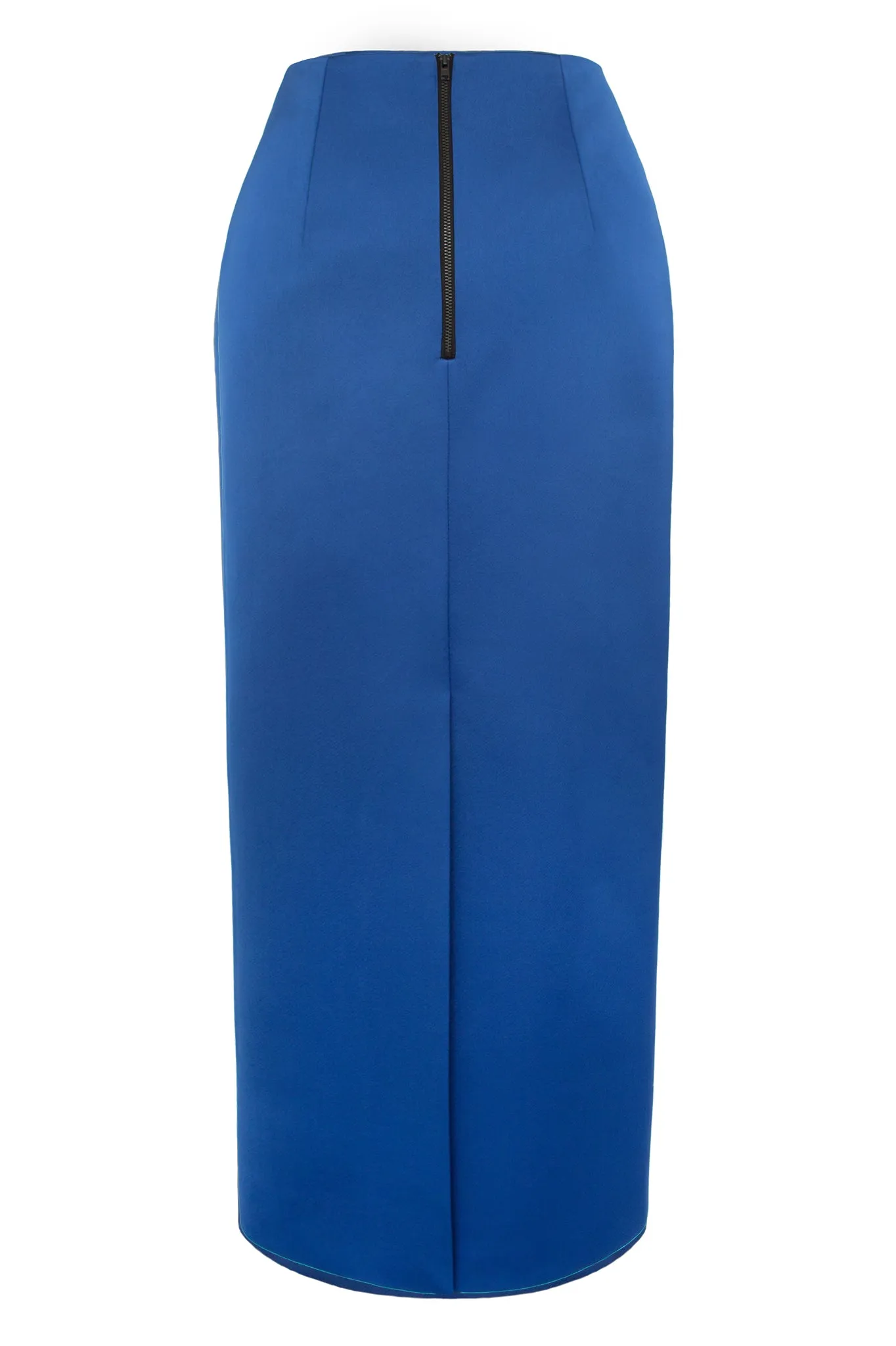 Blue Bonded Satin "Staedtler" Skirt