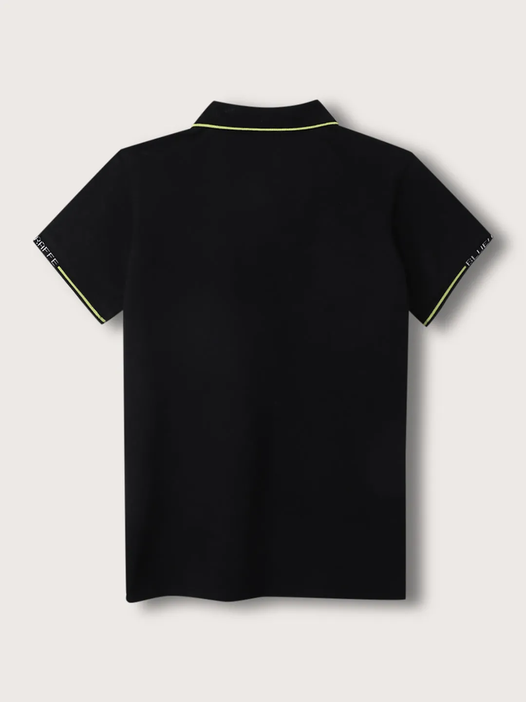 Blue Giraffe Boys Black Solid Polo TShirt