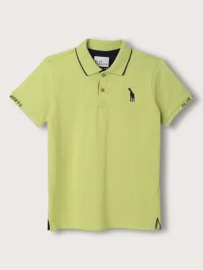 Blue Giraffe Boys Lime Green Polo Solid TShirt