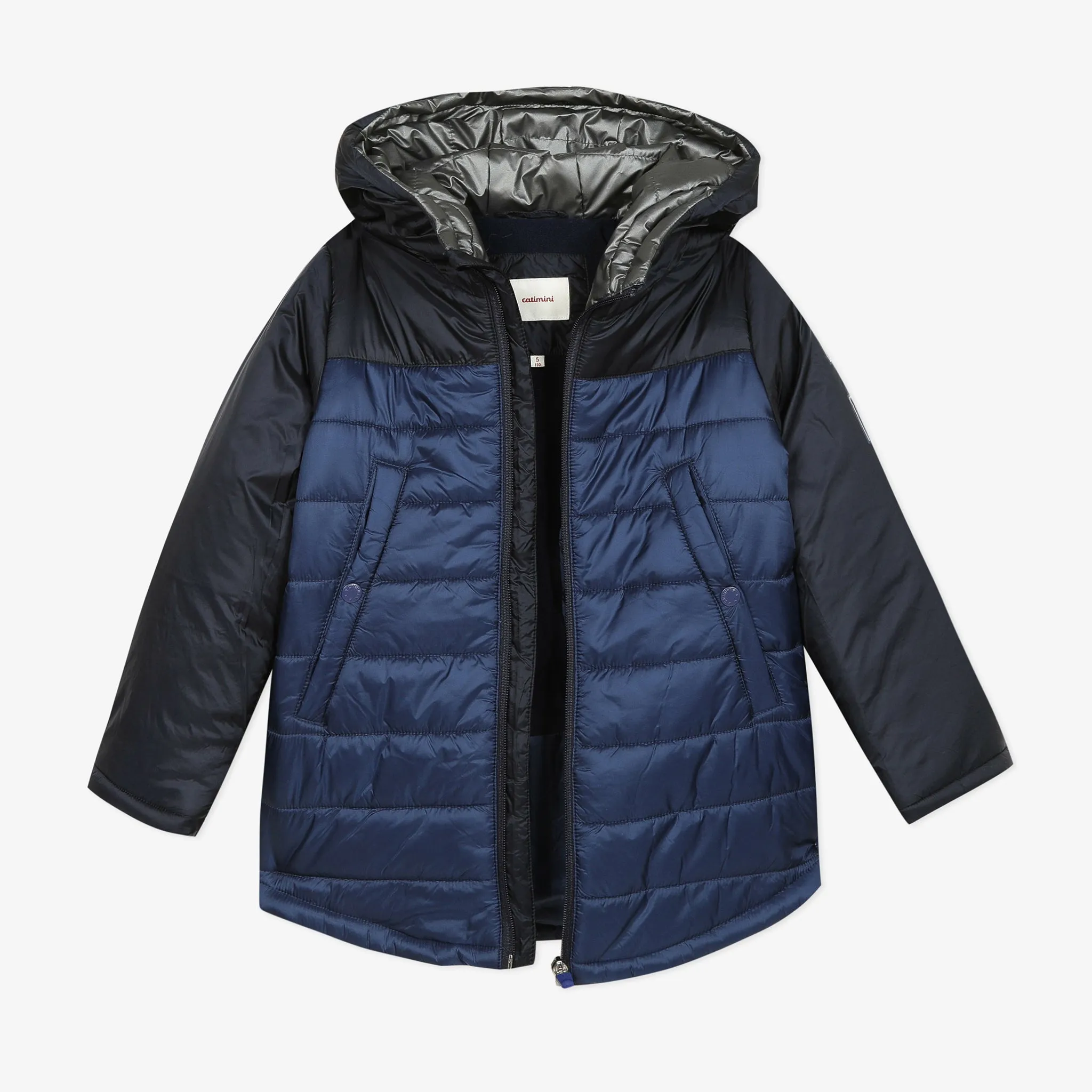 Boys' blue coated puffer jacket