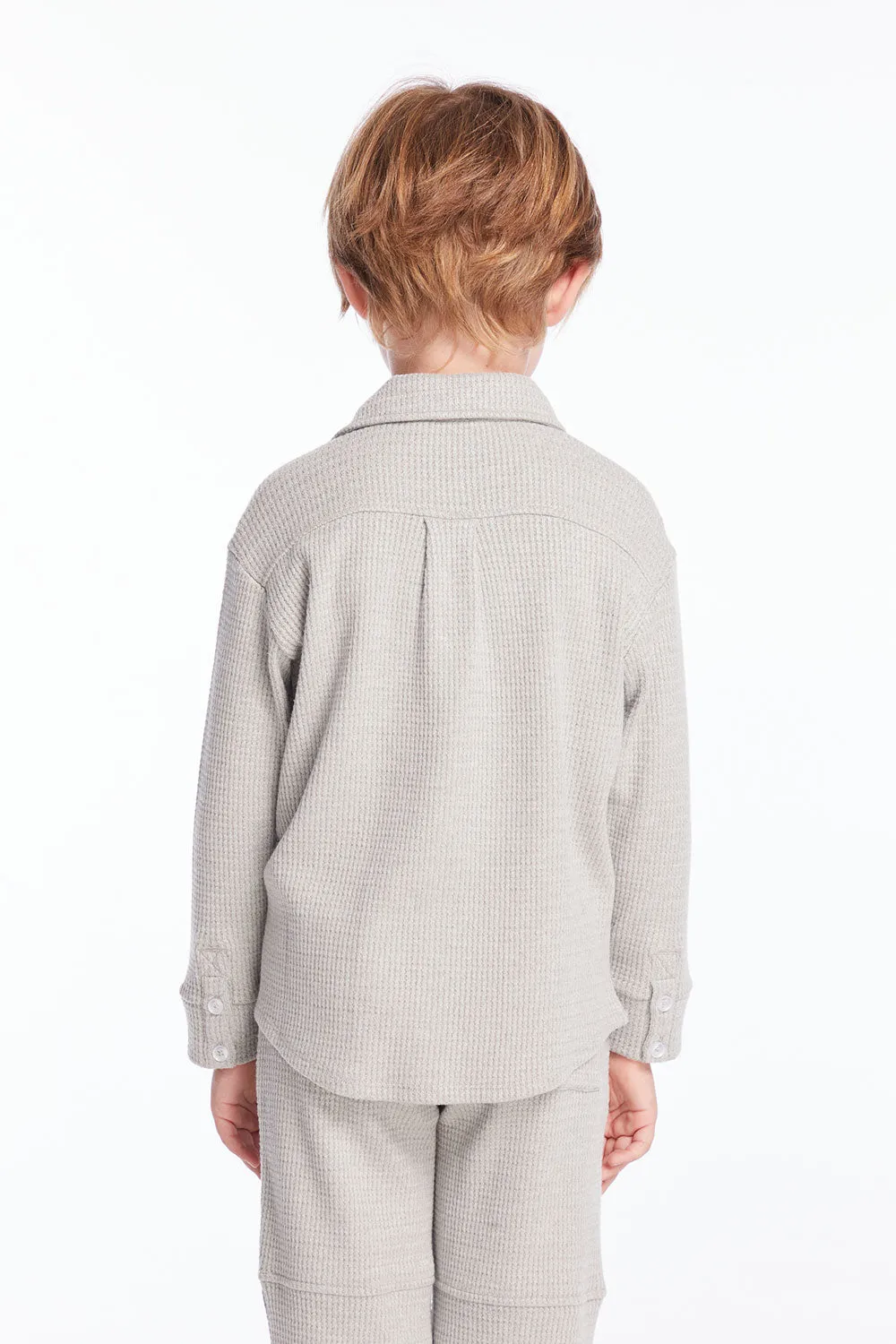 Boys Heather Grey Long Sleeve Button Down Collar Shirt