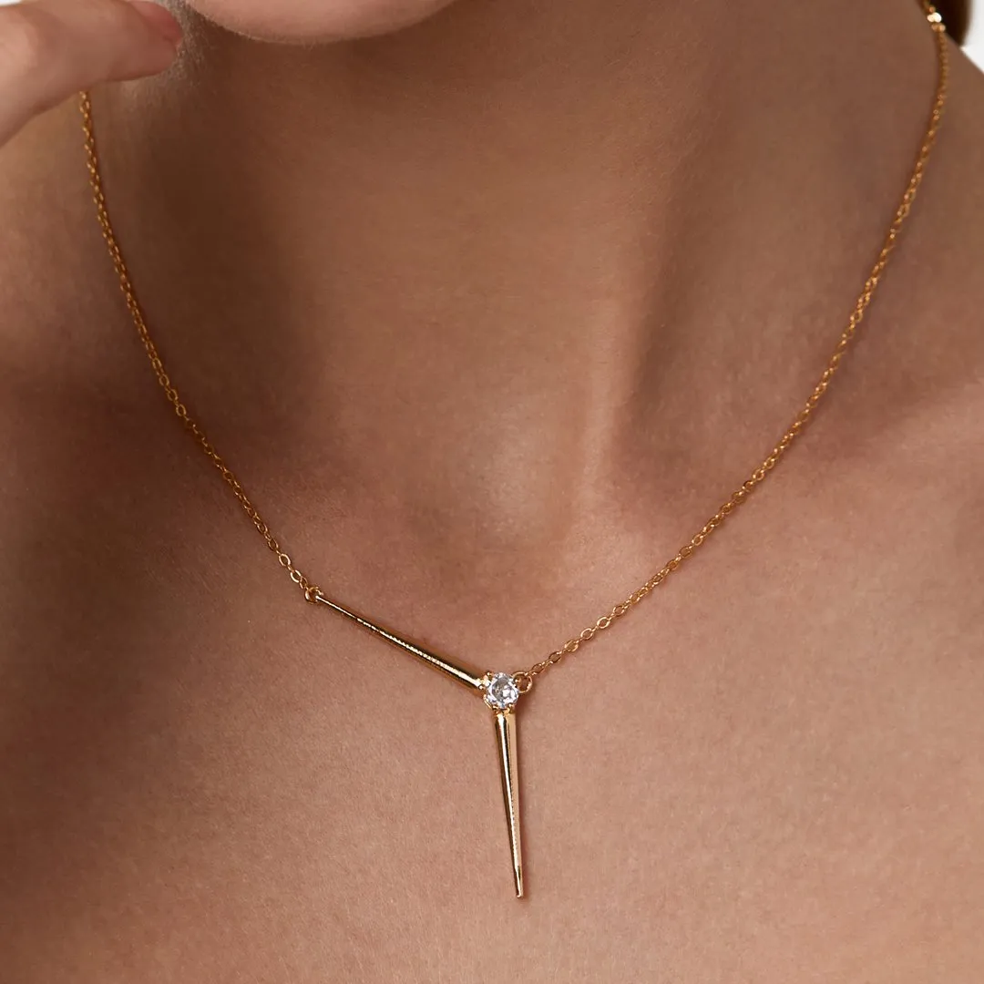 Brass 18k Rose Gold Minimalist Y Necklace For Women