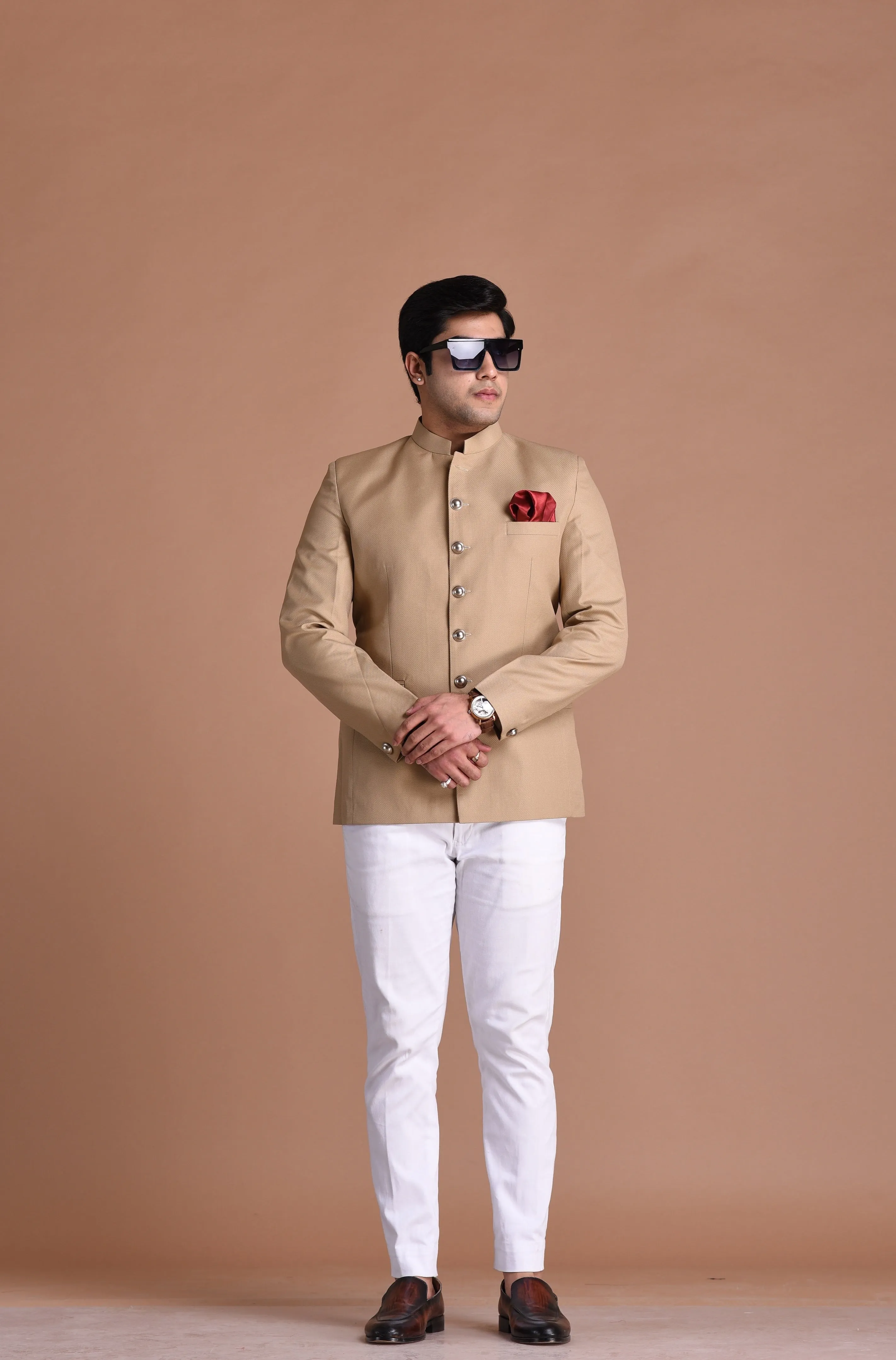 Brown Bandhgala Jodhpuri Designer Blazer With White Trouser | wedding Functions | Perfect for formal Party Wear