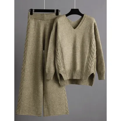 Cable Knit Sweater and Pants Set