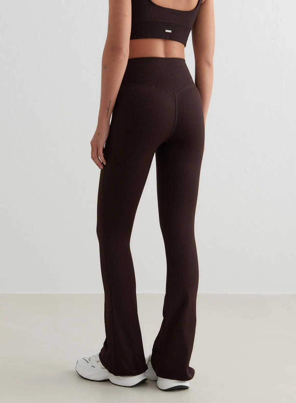 Cacao Ribbed Seamless Flare Tights