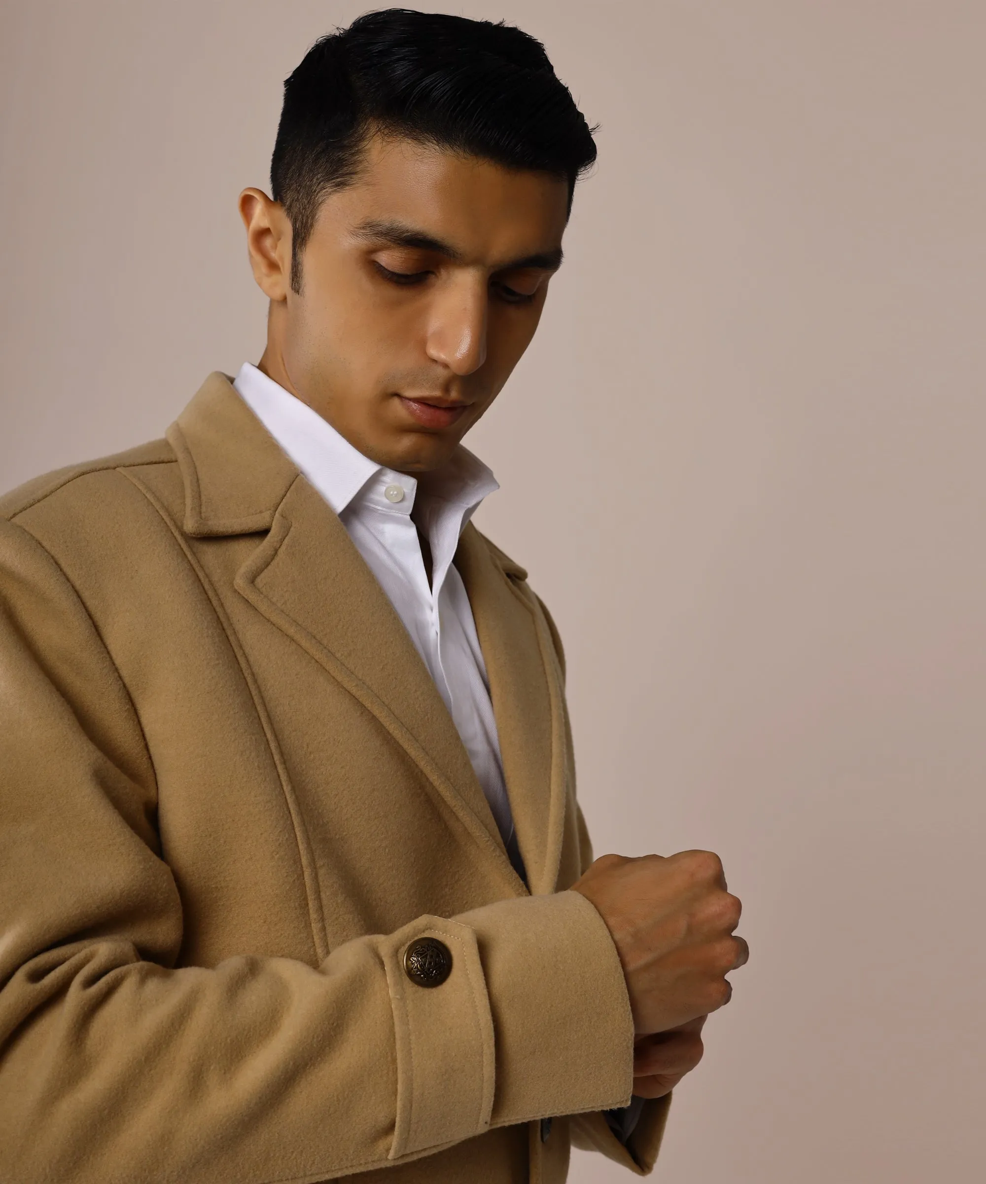 Camel Balmacaan Coat