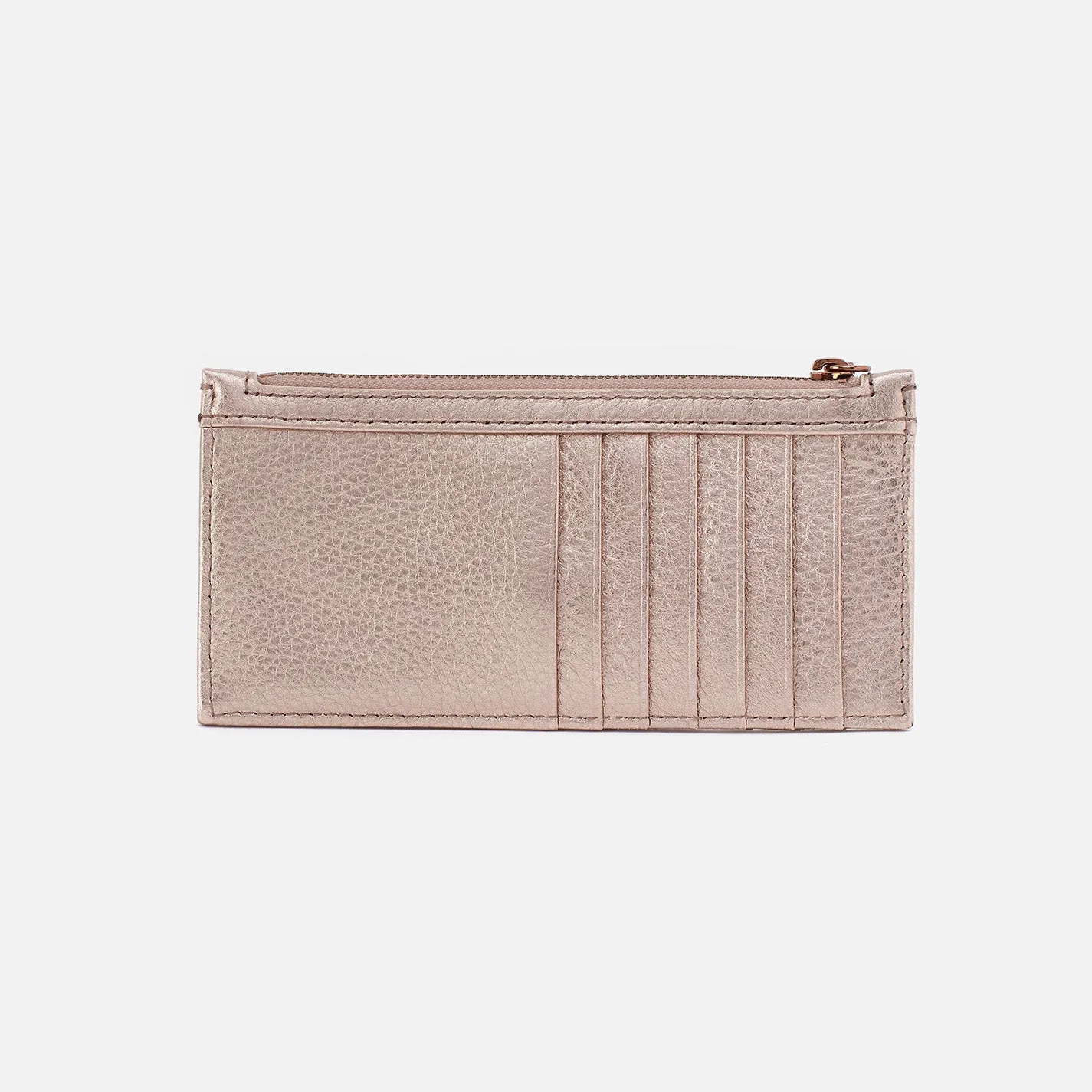 Carte Card Case In Metallic Leather - Pink Gold Metallic