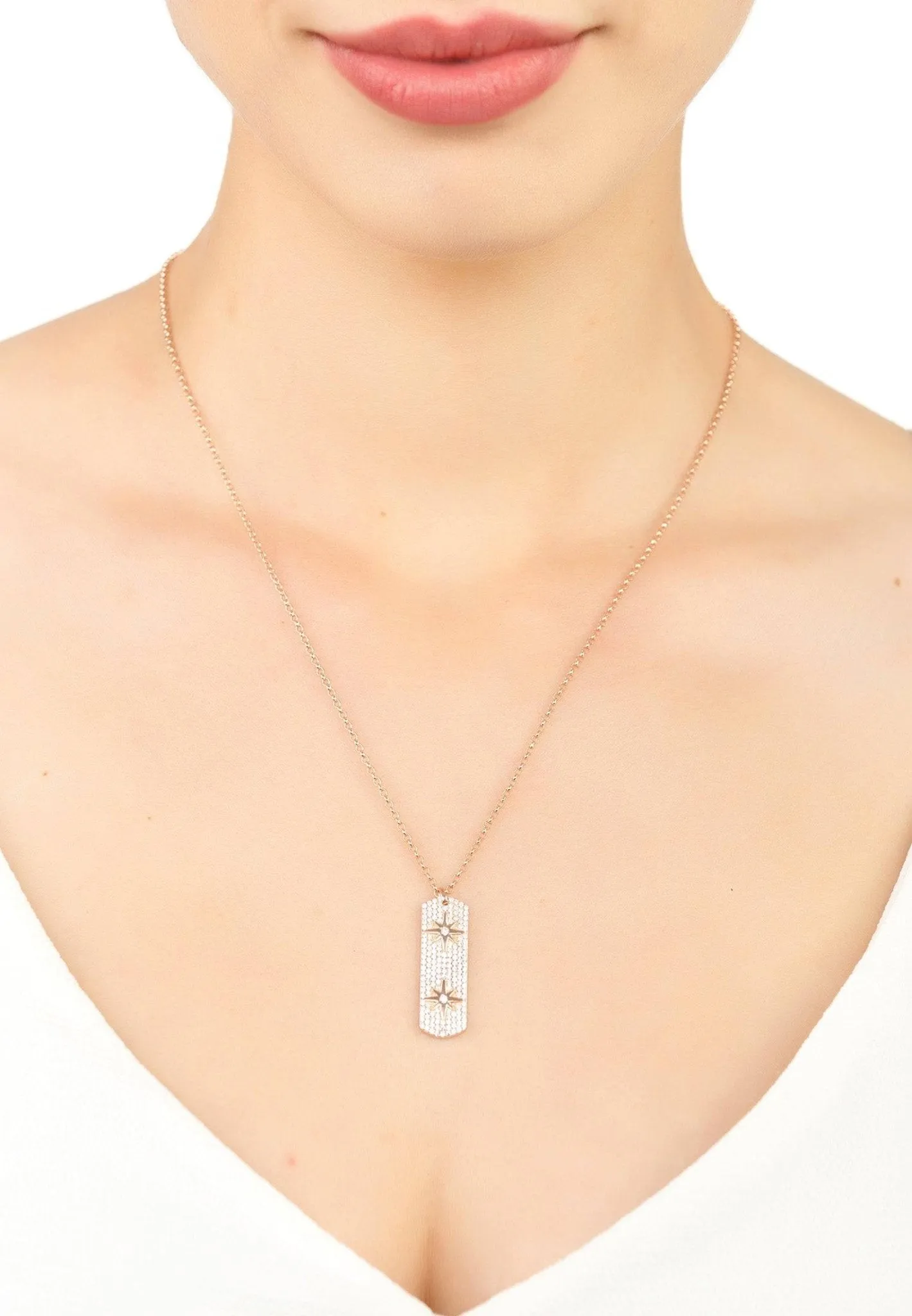 Cartouche Starburst Necklace Rosegold