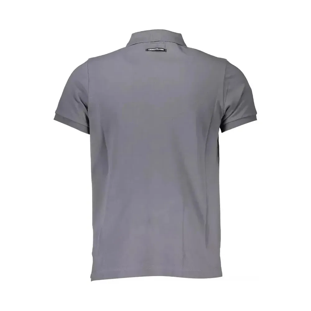 Cavalli Class Gray Cotton Men Polo Shirt