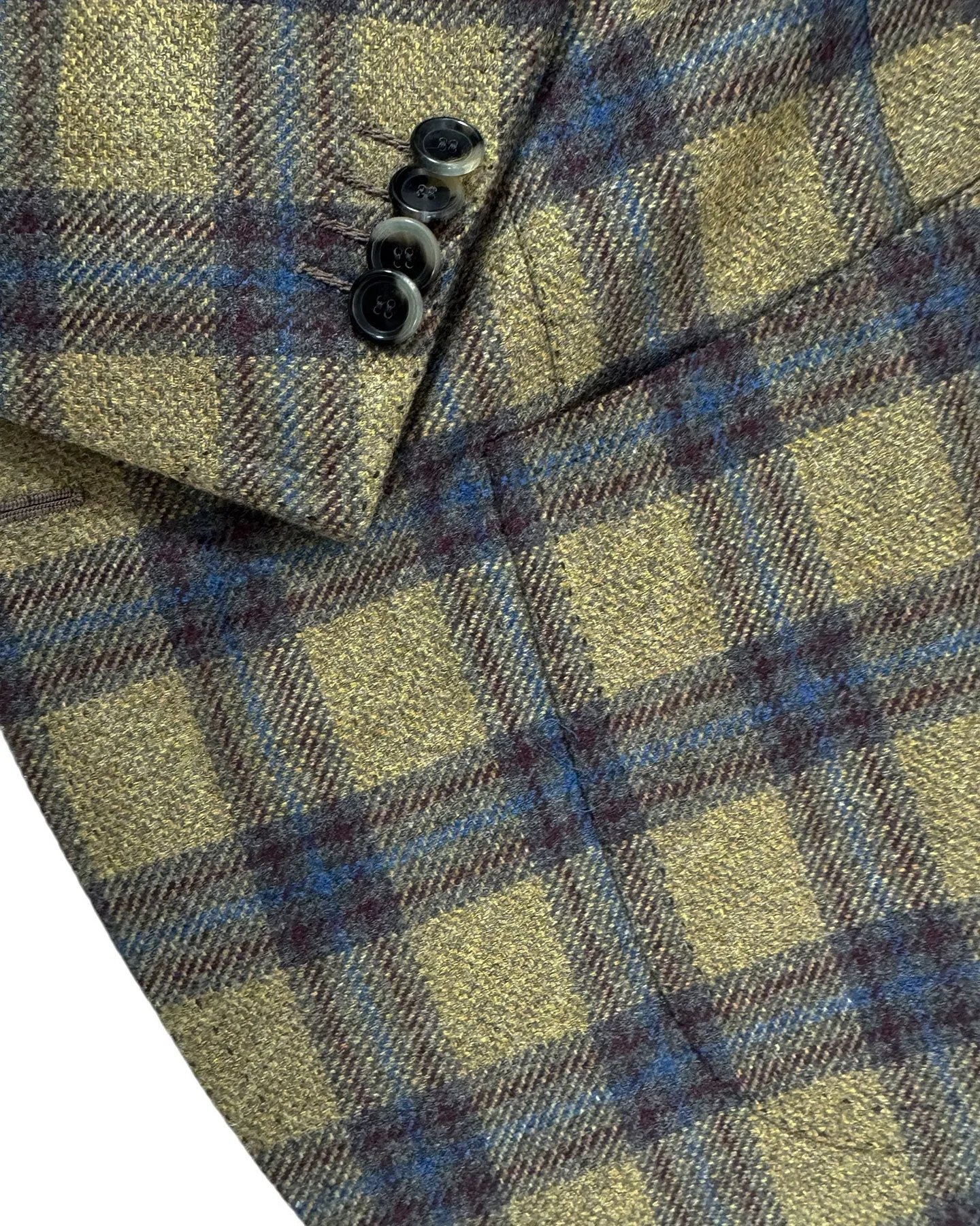 Cesare Attolini Cashmere Sport Coat Brown Royal Blue Plaid Windowpane EU 48/ US 38