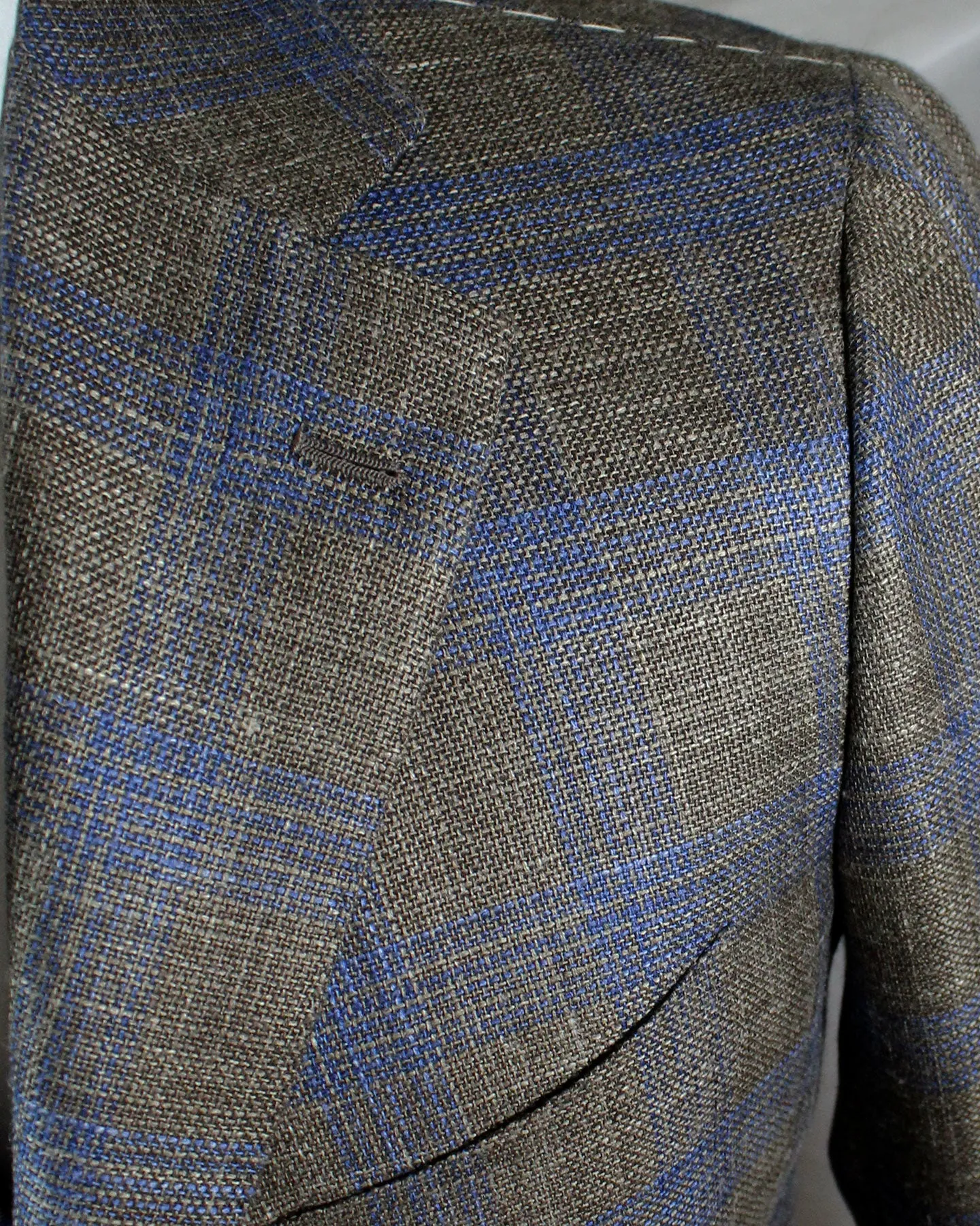 Cesare Attolini Sport Coat Brown Midnight Blue Plaid Blazer EU 48/ US 38