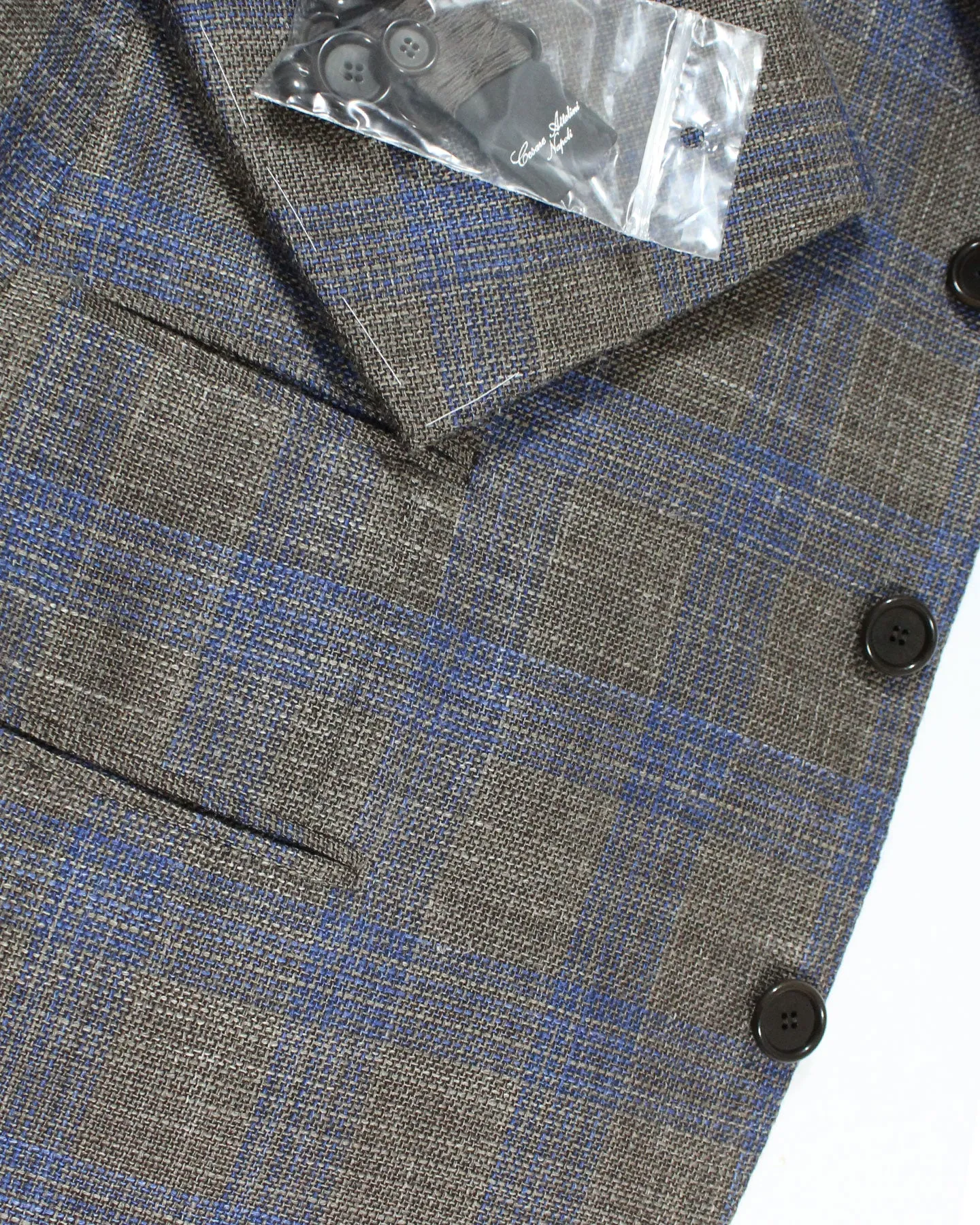 Cesare Attolini Sport Coat Brown Midnight Blue Plaid Blazer EU 48/ US 38