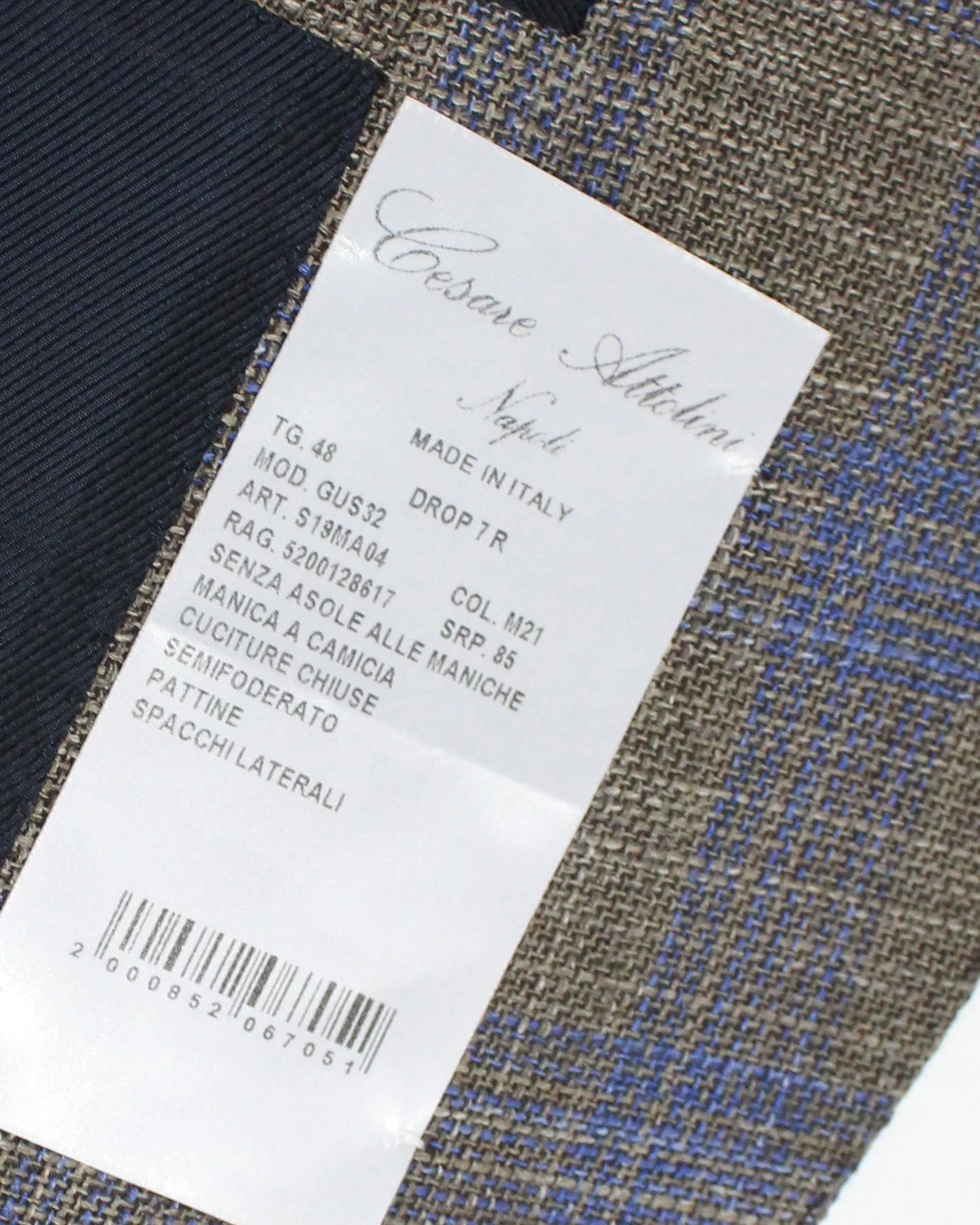 Cesare Attolini Sport Coat Brown Midnight Blue Plaid Blazer EU 48/ US 38