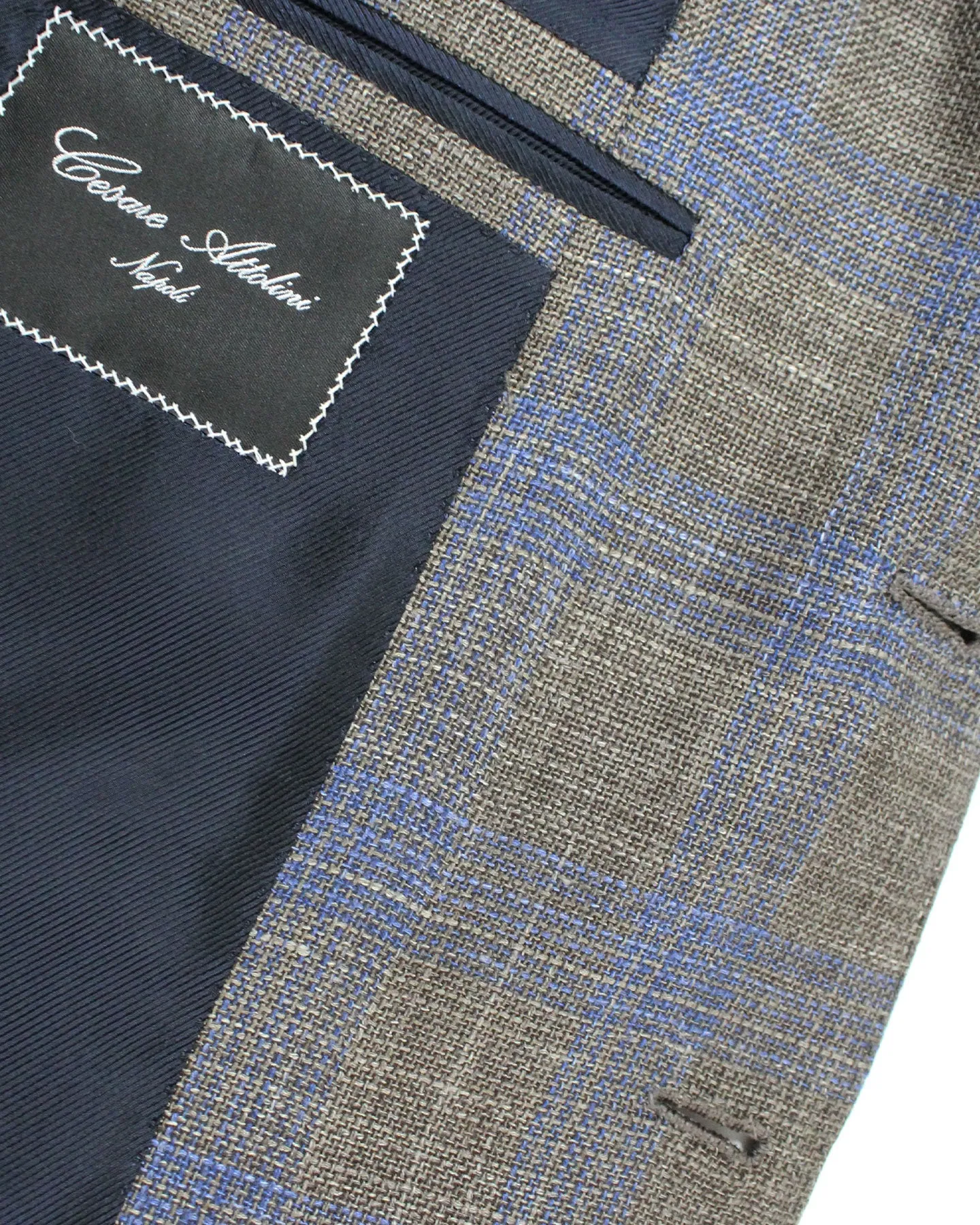 Cesare Attolini Sport Coat Brown Midnight Blue Plaid Blazer EU 52/ US 42