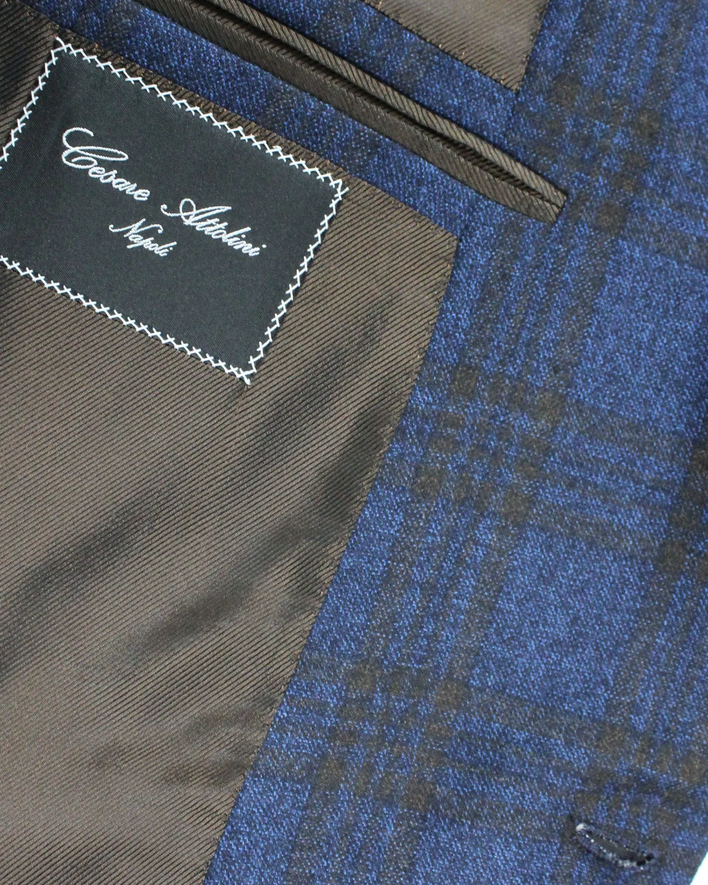 Cesare Attolini Sport Coat Gray Midnight Blue Brown Windowpane Cashmere EU 52/ US 42