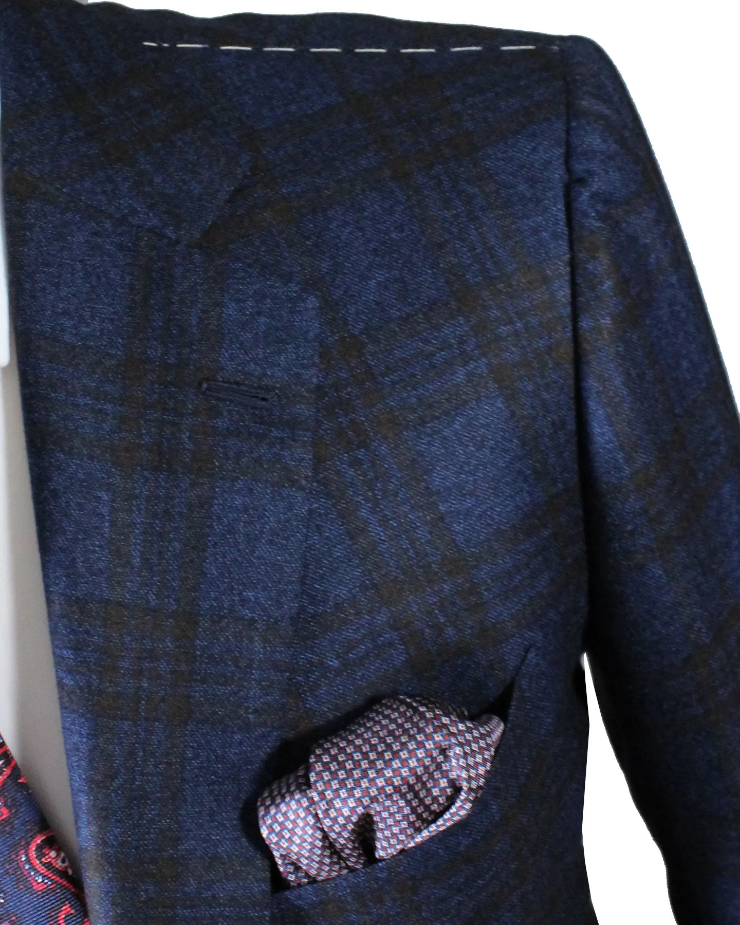 Cesare Attolini Sport Coat Gray Midnight Blue Brown Windowpane Cashmere EU 54/ US 44