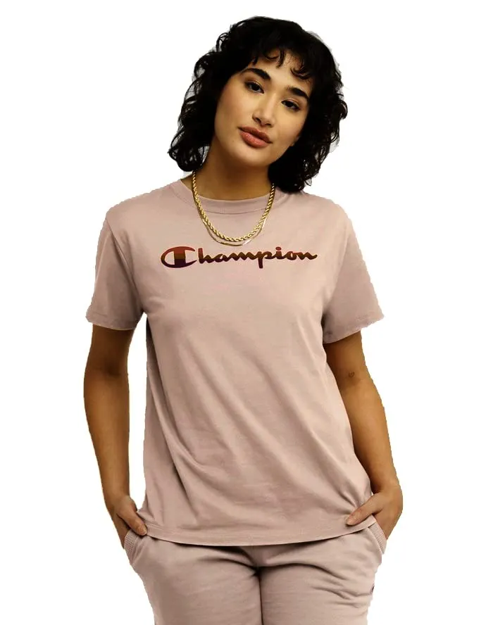 Champion Women's Classic T-Shirt with Foil Script Logo