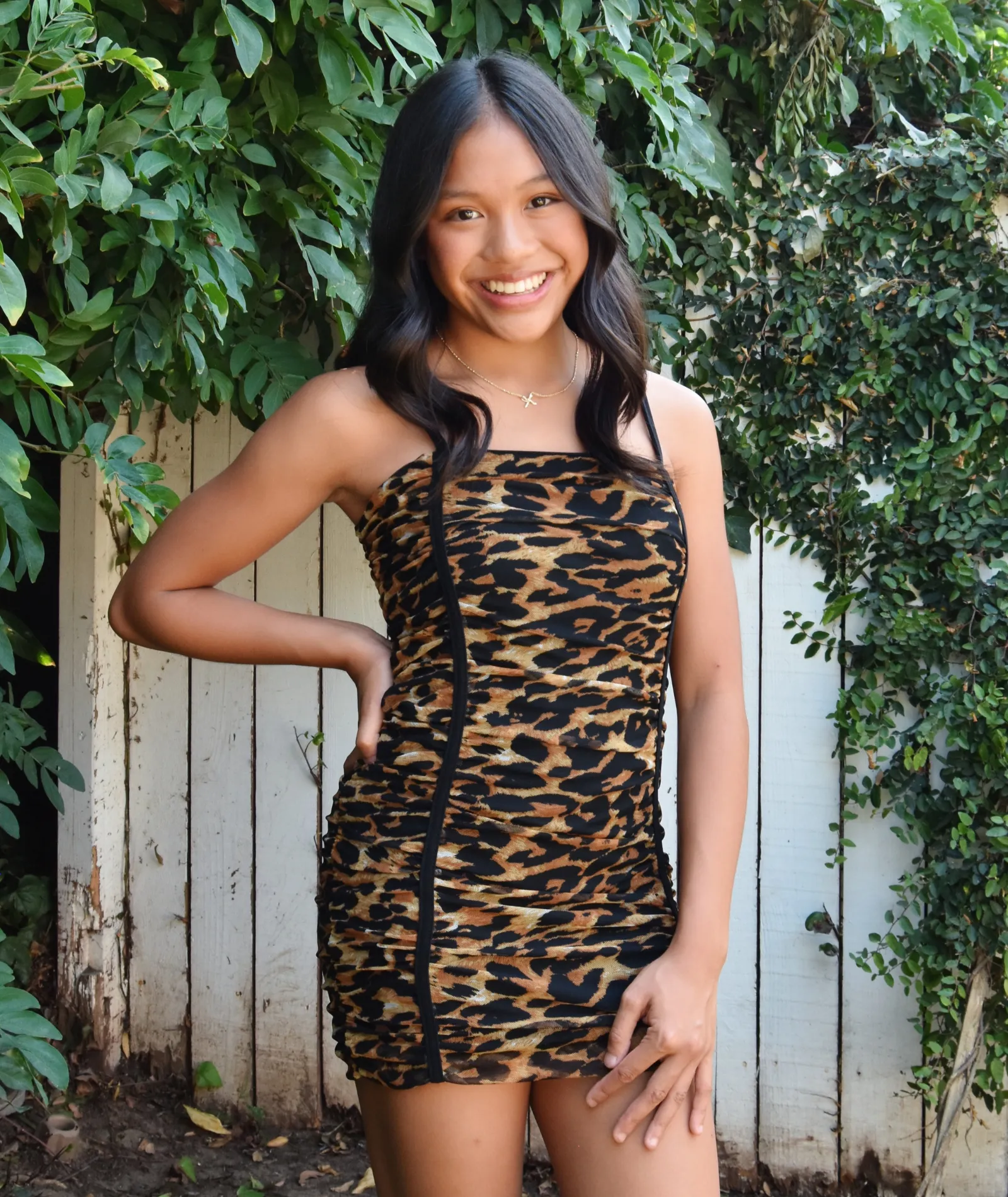 Cheryl Creations Juniors Ava Brown Leopard Dress