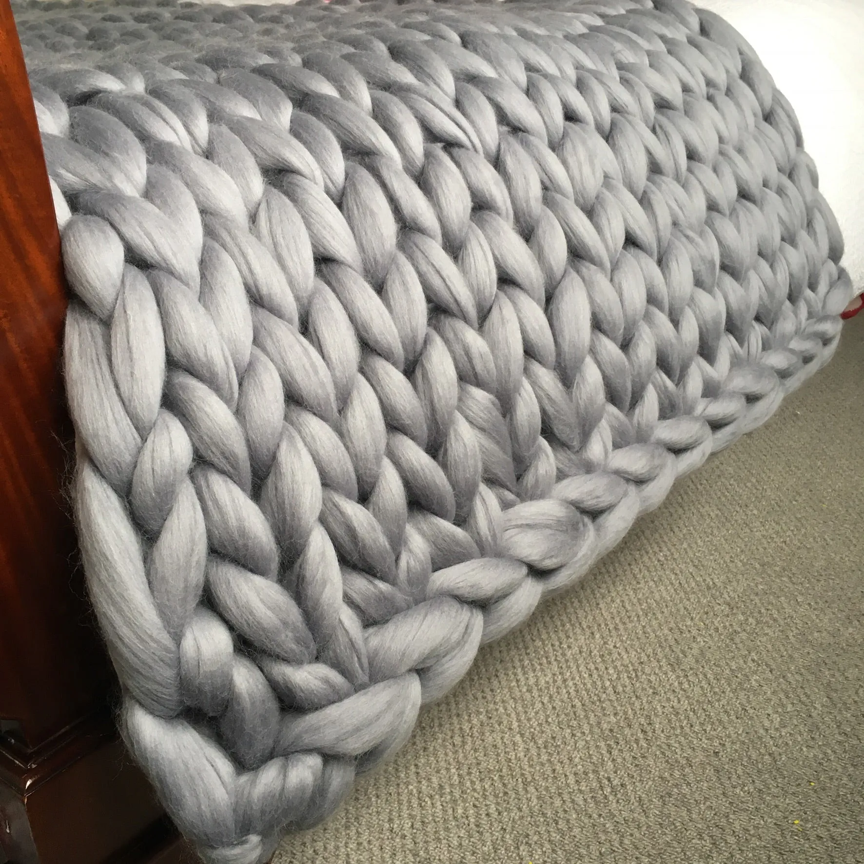 Chunky knit merino bed runner made to order