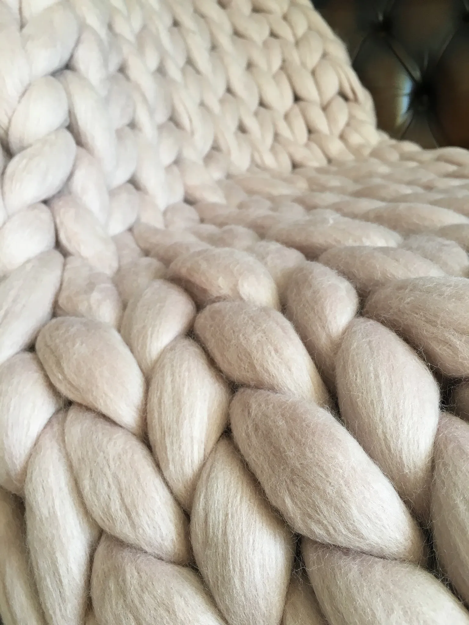 Chunky knit merino bed runner made to order