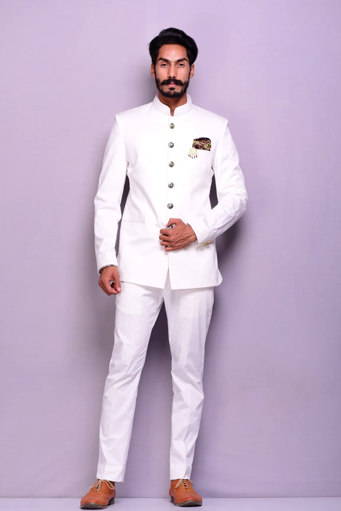 Classic White Jodhpuri Bandhgala Suit for Men |Terry Rayon|  Best Buy for Formal Events Parties Weddings | Elite Elegant Dignified Appearance