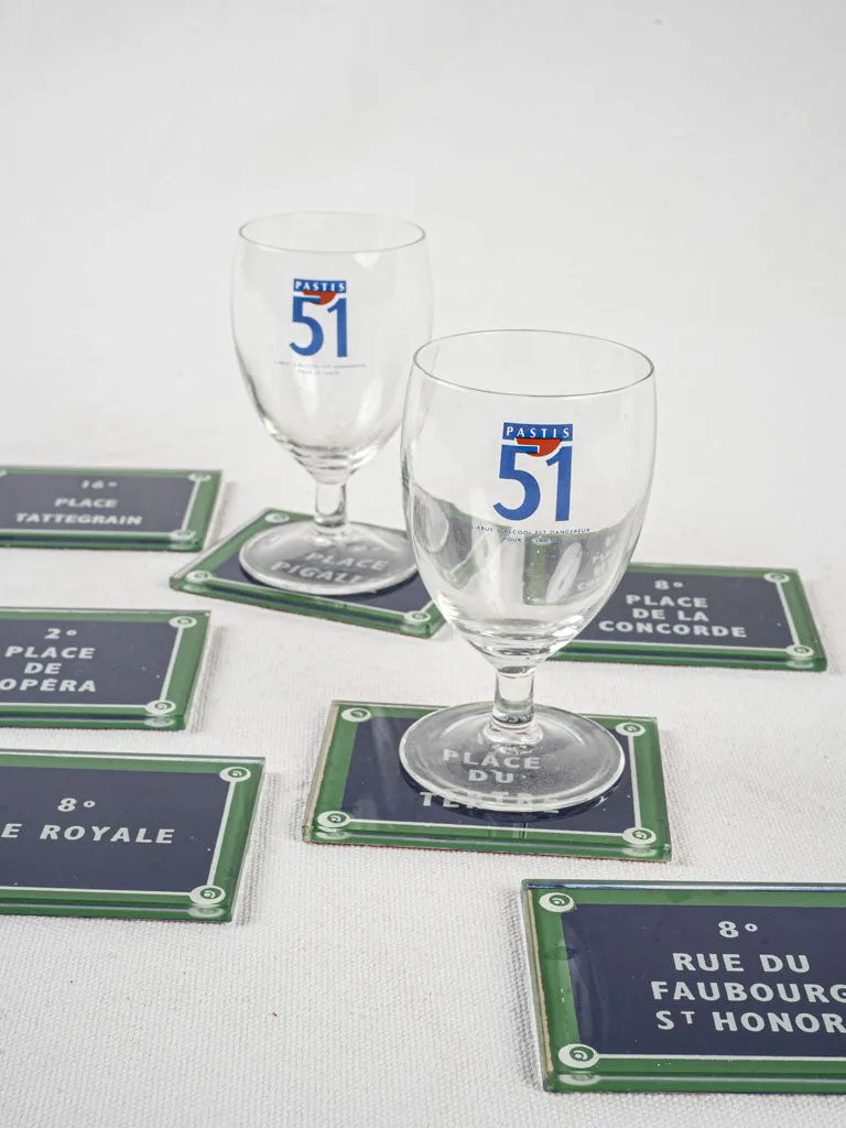 Collection of glass coasters w/ Paris street names