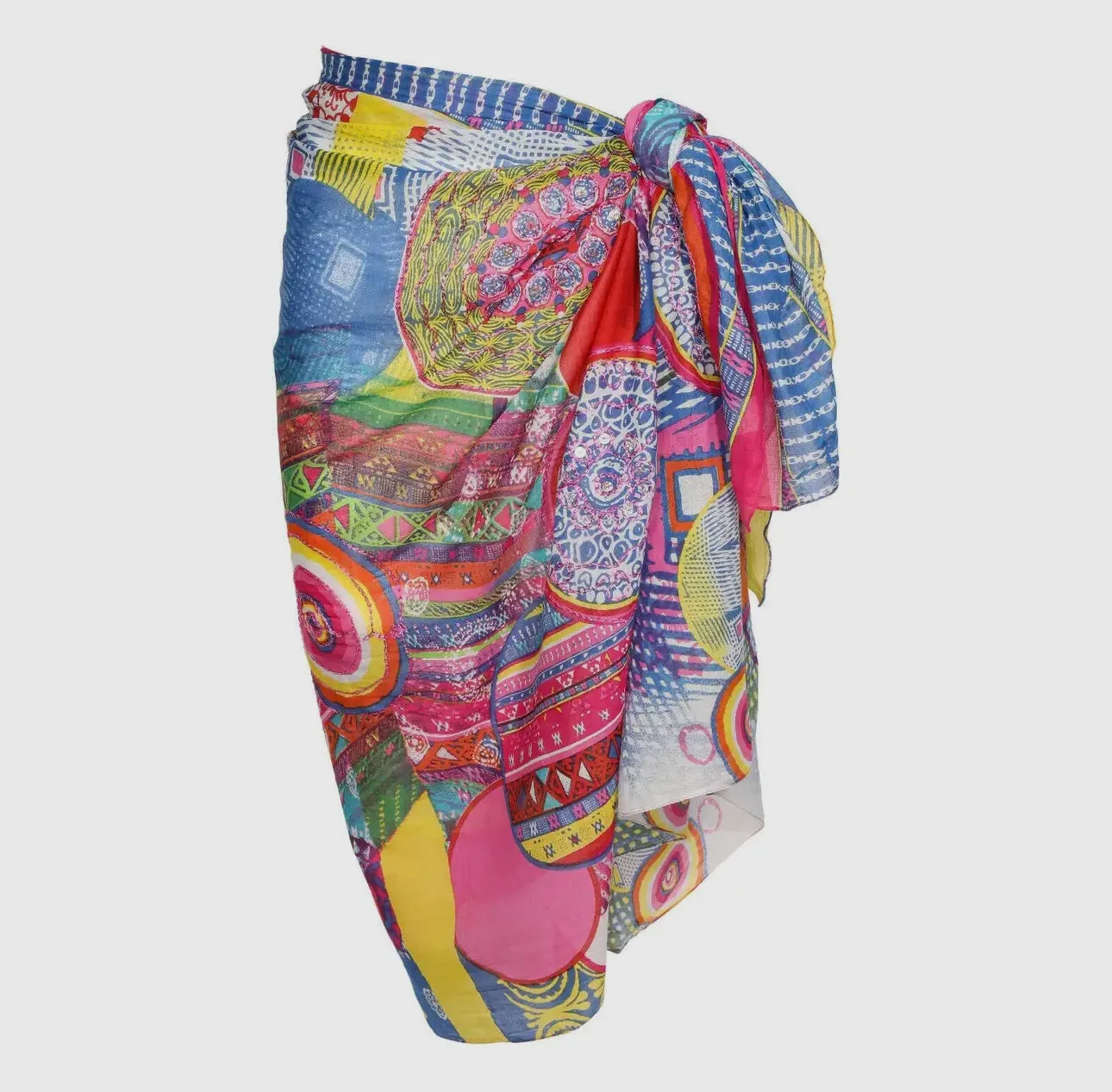 Colorful Beach Wrap Pareo Metallic Embroidered Cotton Sarong